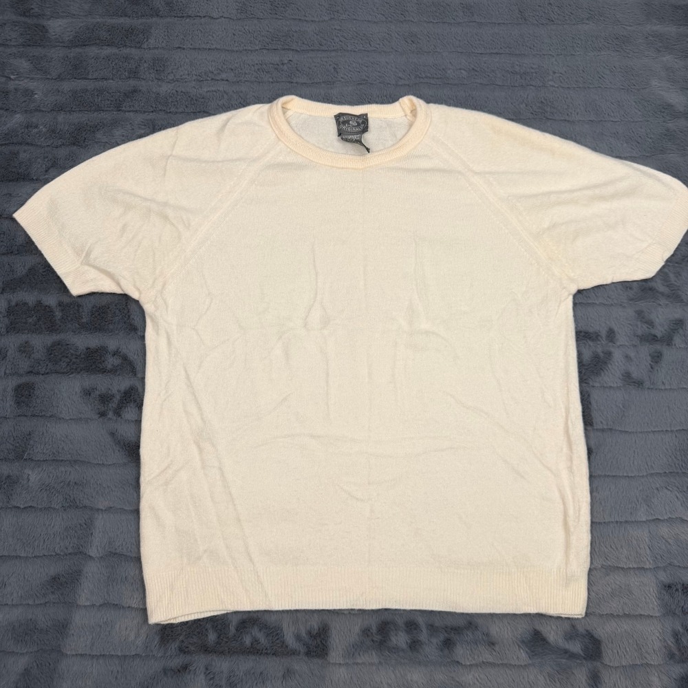 Designers Originals Cream Short Sleeve Knit Sweater Luxelon Acrylic Medium USA